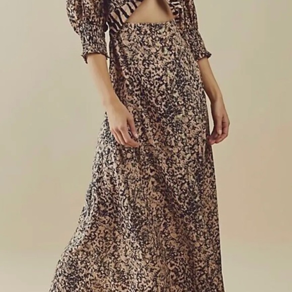 FREE PEOPLE PRINTED STRING OF HEARTS SMOCKED V-NECK BUTTON DOWN M… - Picture 2 of 8